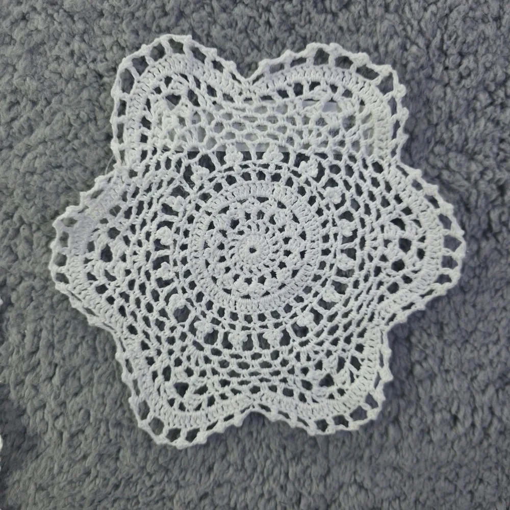 Elegance in Crochet by Tessile 9pc Set White Cotton Table Runner Doilies Coaster